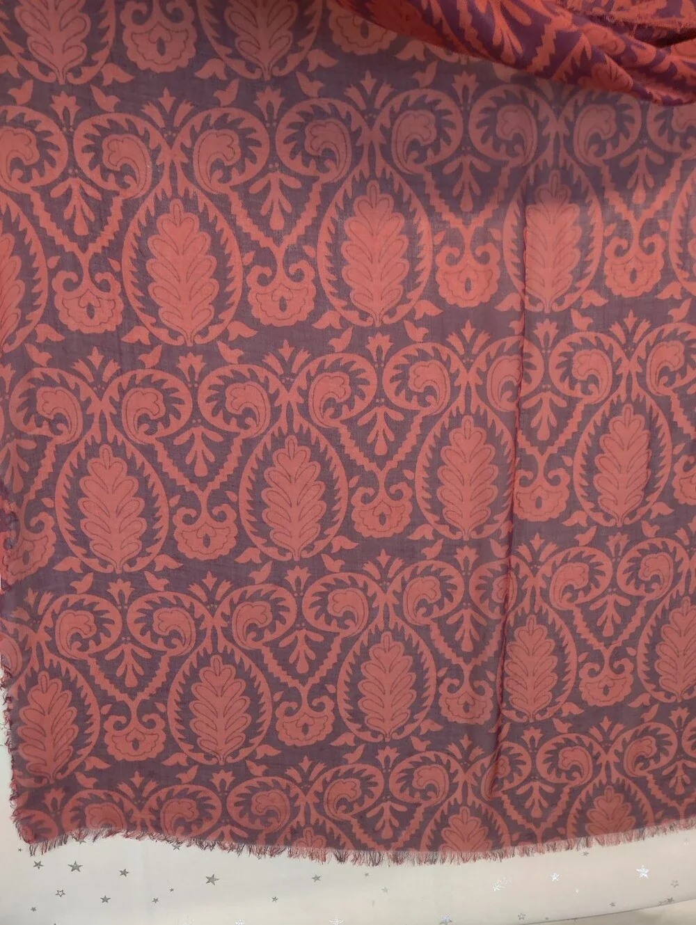 Naturally Knotty 100% Modal Oversized Rust Orange Damask Scarf Wrap 40x78